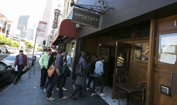 North Beach Food Tour. Guests Entering Comstock Saloon