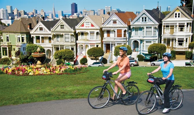 See the "Painted Ladies" when you bike through iconic San Francisco neighborhoods like Alamo Square