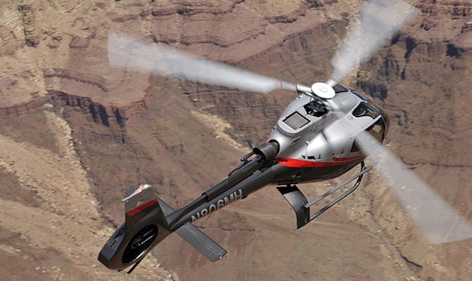 Ride a luxury Eco STAR Helicopter over and into the South Rim of the Grand Canyon