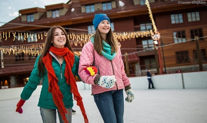 Ice Skating at the Heavenly Mountain Resort in South Lake Tahoe, California is a fun outdoor activity for friends and family