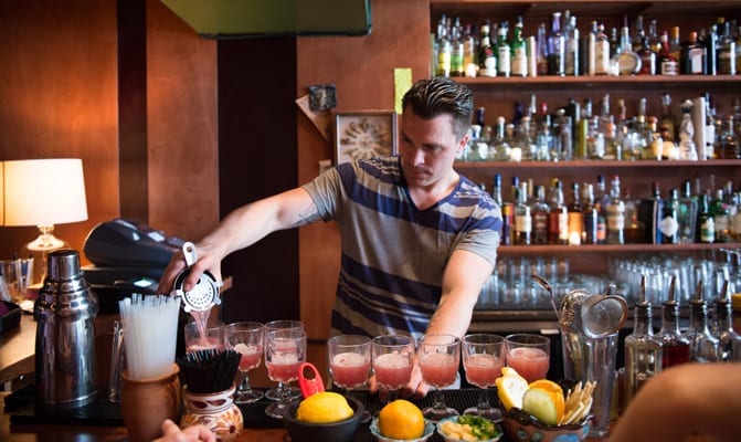 Pouring Pisco Punch at Cantina