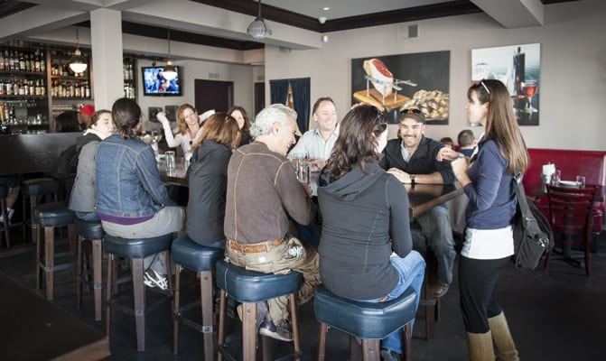  Tour group chatting at Hog & Rocks. Avital Tours Mission District 