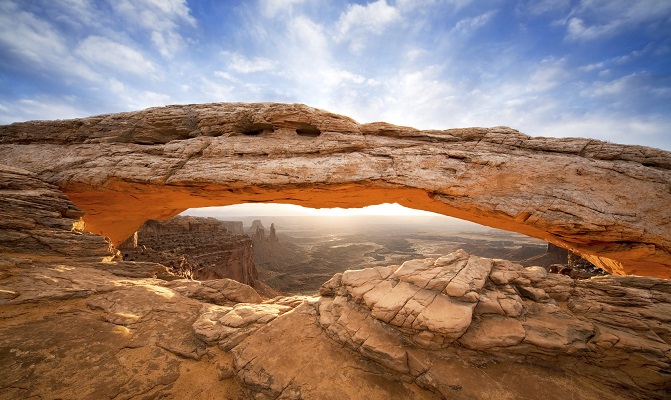 Mesa Arch in Canyonlands National Park on our Desert Southwest Highlights Camping Tour