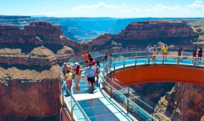 The view from the Skywalk Glass Bridge over the Grand Canyon is amazing