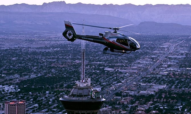 Circle the Stratosphere in a luxury helicopter as you fly over the Las Vegas strip