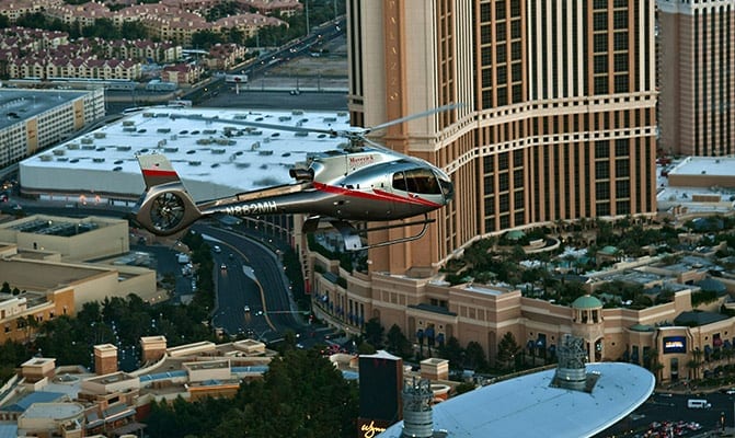 Fly above all the iconic Las Vegas Hotel landmarks in a luxury helicopter